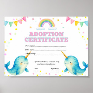 Poster Certificat de adoption de animal de compagnie modi