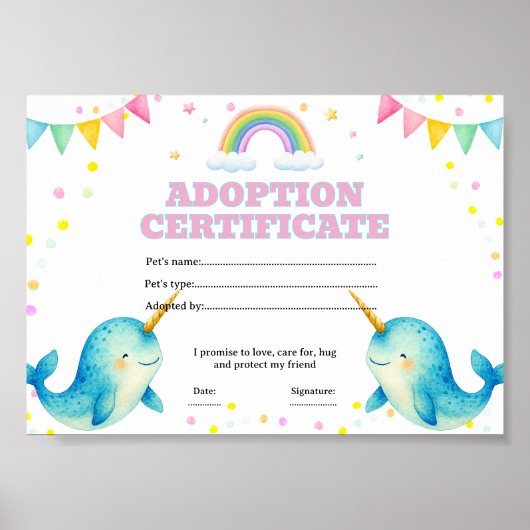 Poster Certificat de adoption de animal de compagnie modi (Devant)