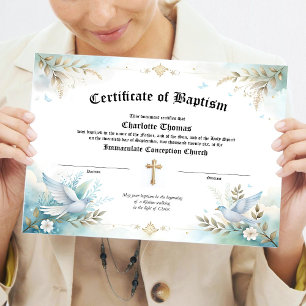 Poster Certificat de baptême Cadeau religieux