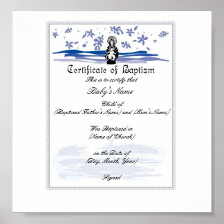 Poster Certificat de baptême de bébé - Garçon