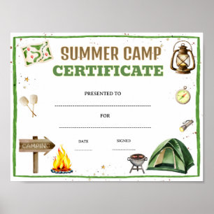 Poster certificat de camp d'été modifiable