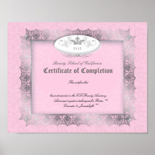 Poster Certificat de diplôme de beauté de rose