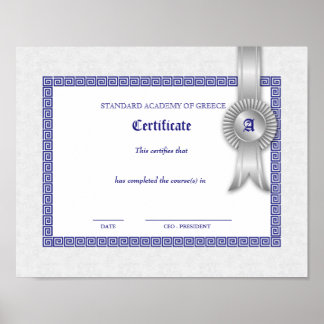Poster Certificat de diplôme de médaillon de grade Clefs 