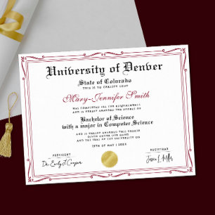 Poster Certificat de Diplôme de Récompense Rouge Noir Élé
