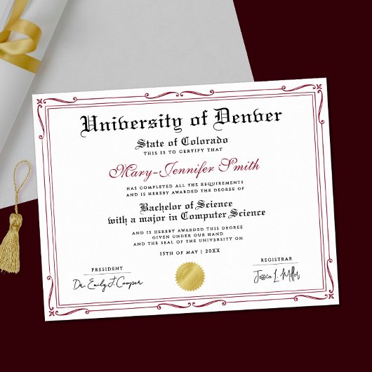 Poster Certificat de Diplôme de Récompense Rouge Noir Élé