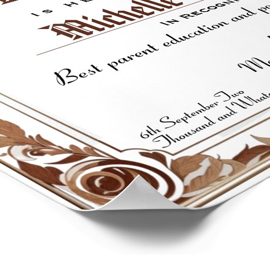 Poster Certificat de faux diplôme professionnel classique (Coin)