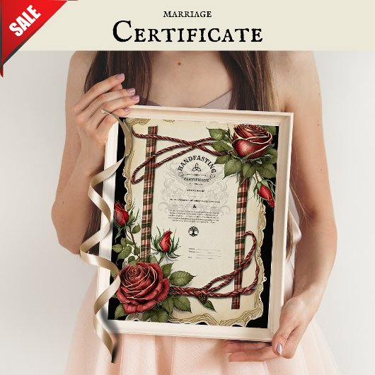 POSTER CERTIFICAT DE GESTION TARTAN ROSES ROUGE VERT