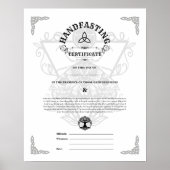 POSTER CERTIFICAT DE HANDFASTING WICCA PAÏEN BLANC 40X50 (Devant)