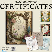 POSTER CERTIFICAT DE HANDFASTING WICCA PAÏEN BLANC 40X50