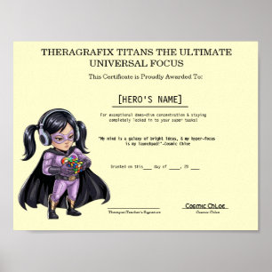 Poster Certificat de jalons universels de l'autisme de Ch