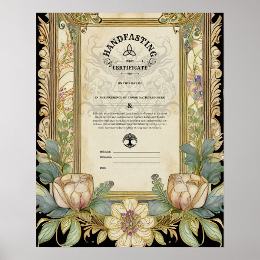 POSTER CERTIFICAT DE MANIPULATION FLORALE CELTIQUE WICCA  (Devant)