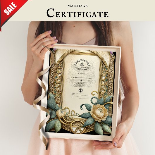 POSTER CERTIFICAT DE MANIPULATION FLORALE CELTIQUE WICCA 