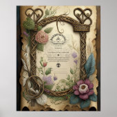 POSTER CERTIFICAT DE MANIPULATION FLORALE CELTIQUE WICCA (Devant)