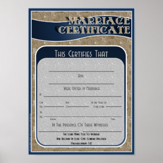 Poster Certificat de mariage