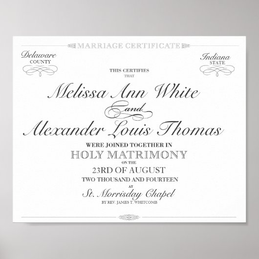 Poster Certificat de mariage (Devant)