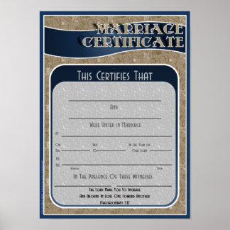 Poster Certificat de mariage
