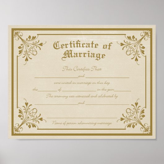 Poster Certificat de mariage Art Imprimer (Devant)
