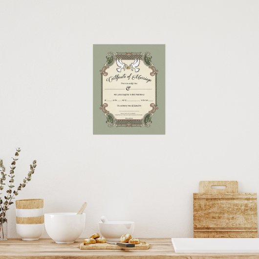 Poster Certificat de Mariage de mariage (Cuisine)