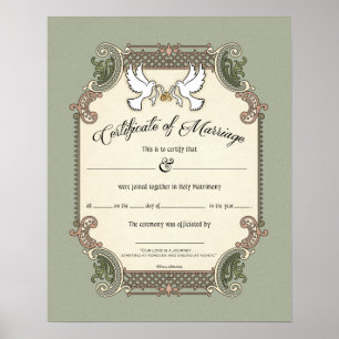 Poster Certificat de Mariage de mariage