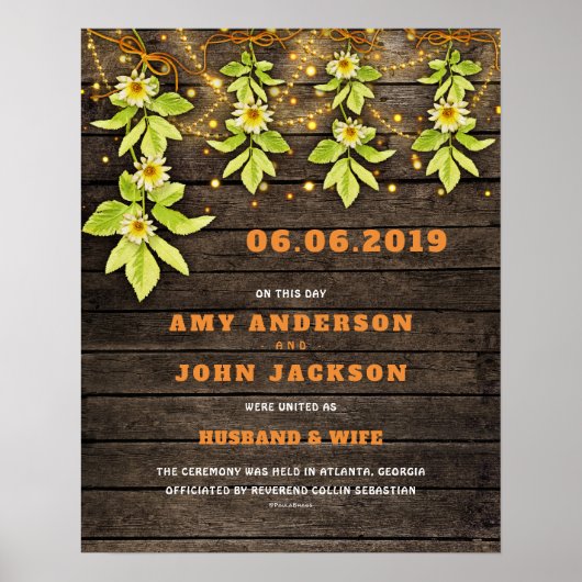 Poster Certificat de Mariage de mariage pour femme de mar (Devant)