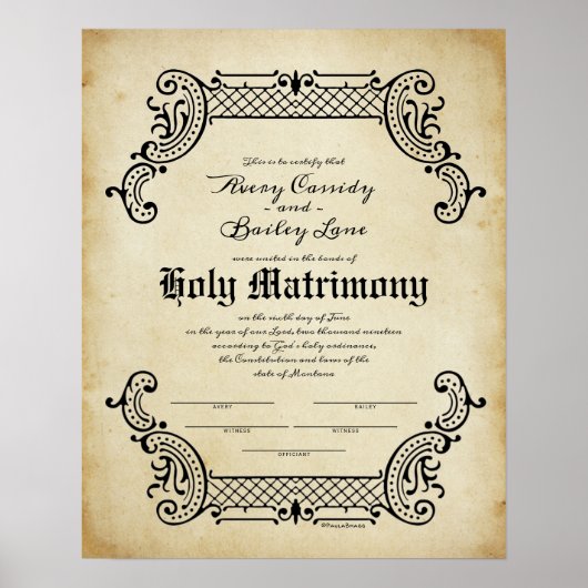 Poster Certificat de Mariage de Saint Union Trellis (Devant)