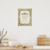 Poster Certificat de Mariage de vin Floral grec antique (Cuisine)