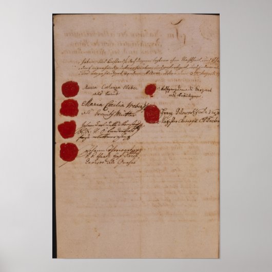 Poster Certificat de mariage de Wolfgang, Mozart et Weber (Devant)