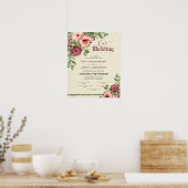 Poster Certificat de Mariage floral de "partenariat intér (Cuisine)