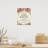Poster Certificat de Mariage floral "Partenaires pour la  (Cuisine)