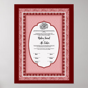 Poster certificat de mariage islamique,