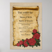 Poster Certificat de mariage Mariage-(conservation orneme (Devant)