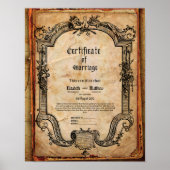 POSTER CERTIFICAT DE MARIAGE MÉDICAMENT DE PAGAN GOTHIQUE (Devant)