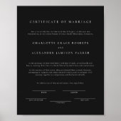 Poster Certificat de mariage moderne minimal noir (Devant)