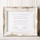 Poster Certificat de mariage simple et élégant<br><div class="desc">Poster du certificat de mariage simple et élégant</div>
