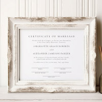 Certificat de mariage simple et élégant