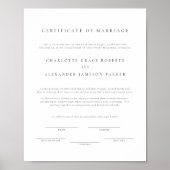 Poster Certificat de mariage simple et élégant (Devant)