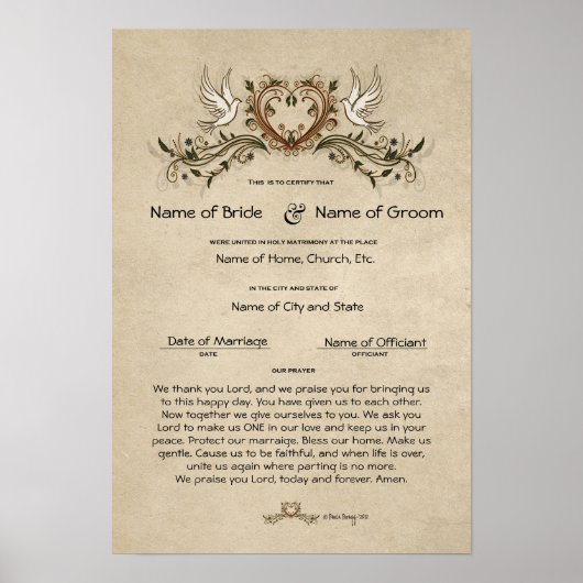 Poster Certificat de Mariage-(Souvenir Ornemental) (Devant)