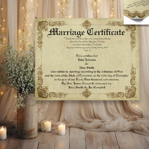 Poster Certificat de mariage vintage