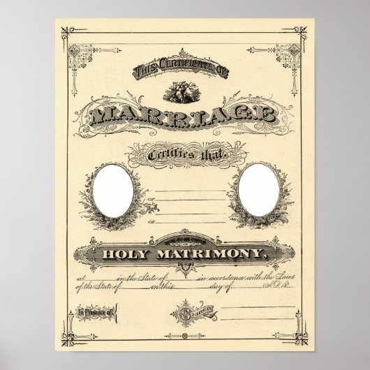 Poster Certificat de mariage vintage (Devant)