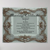 Poster Certificat de Mariage Vintage Bleu (Devant)