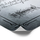 Poster Certificat de mariage Vintage ton bleu (Coin)