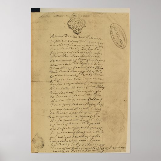 Poster Certificat de naissance de Napoléon, 1769 (Devant)