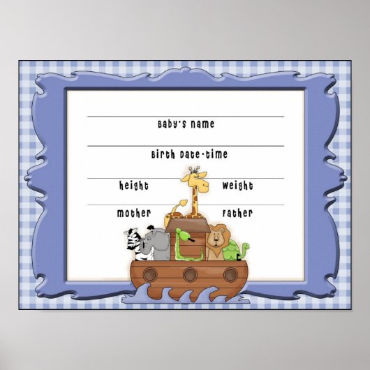 Poster Certificat de naissance de Noah's Ark Boy (Devant)