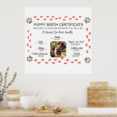 Poster Certificat de naissance personnalisé de chiot (Cuisine)