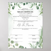 Poster Certificat de Nikah à l'aquarelle Eucalyptus (Devant)