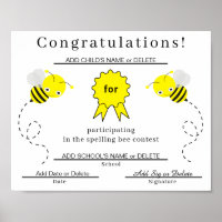 Certificat de participation à l'orthographe pour e