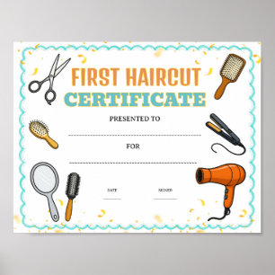 Poster certificat de première coupe de cheveux modifiable