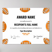 Poster Certificat de prix de football, MVP (Devant)