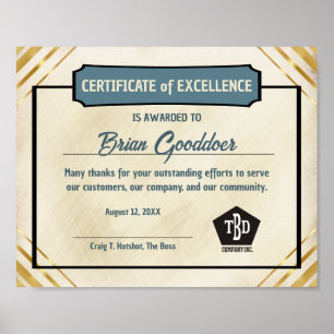 Poster Certificat de prix d'excellence du bénévole salari
