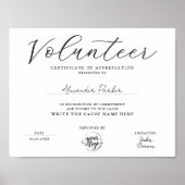Poster Certificat de Récompense de Volontariat Simple Noi (Devant)